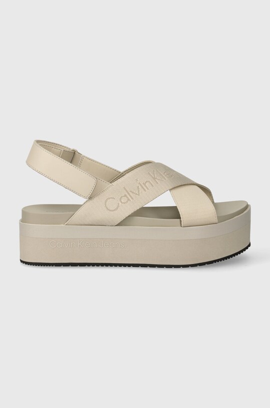 Сандалі Calvin Klein Jeans FLATFORM SANDAL SLING IN MR YW0YW01362 бежевий SS24