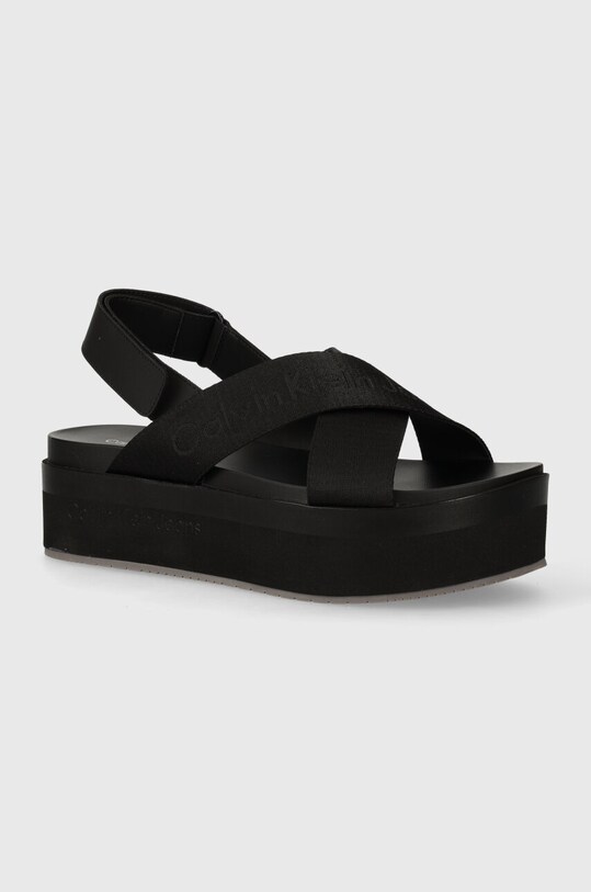 Calvin Klein Jeans sandały FLATFORM SANDAL SLING IN MR tekstylny czarny YW0YW01362