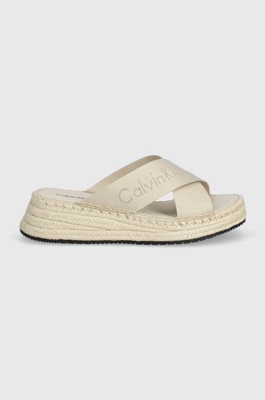 Calvin Klein Jeans papuci SPORTY WEDGE ROPE SANDAL MR YW0YW01364 bej SS24