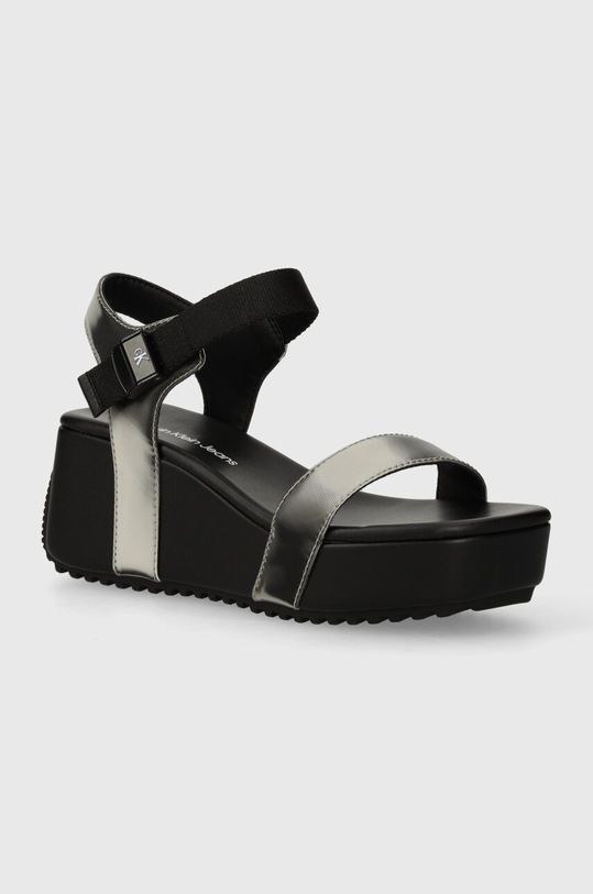 Calvin Klein Jeans sandały WEDGE BLOCK SANDAL METALLIC DC 5-8 cm czarny YW0YW01366