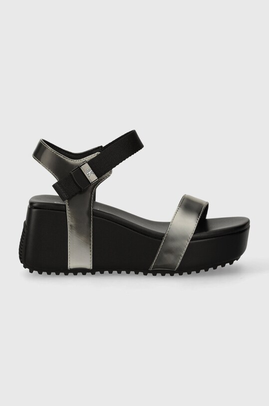 Sandále Calvin Klein Jeans WEDGE BLOCK SANDAL METALLIC DC YW0YW01366 čierna SS24
