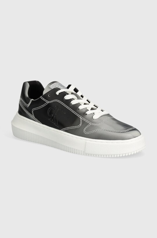 Tenisky Calvin Klein Jeans CHUNKY CUPSOLE LOW LACE MG DC plochá stříbrná YW0YW01429