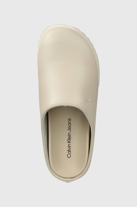 Kožené pantofle Calvin Klein Jeans CLOSE TOE FLATFORM MG UC béžová YW0YW01440
