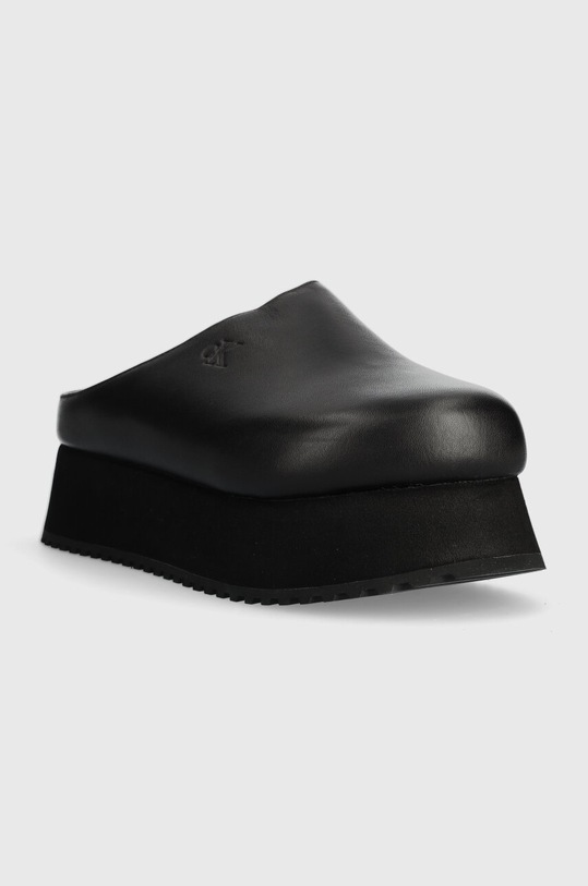 Calvin Klein Jeans klapki skórzane CLOSE TOE FLATFORM MG UC YW0YW01440 czarny SS24