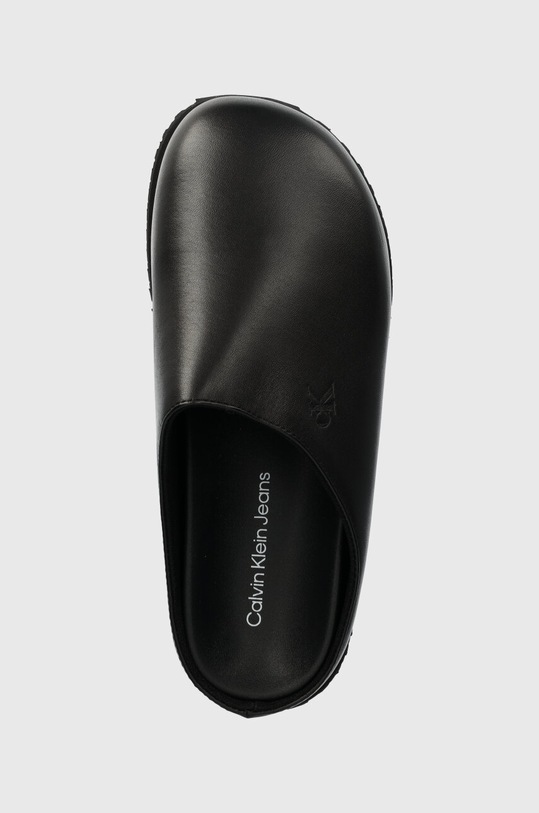Calvin Klein Jeans klapki skórzane CLOSE TOE FLATFORM MG UC czarny YW0YW01440