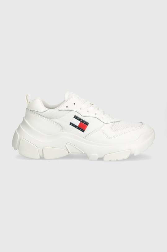 Tenisky Tommy Jeans TJW LIGHTWEIGHT HYBRID RUNNER přírodní kůže bílá EN0EN02566
