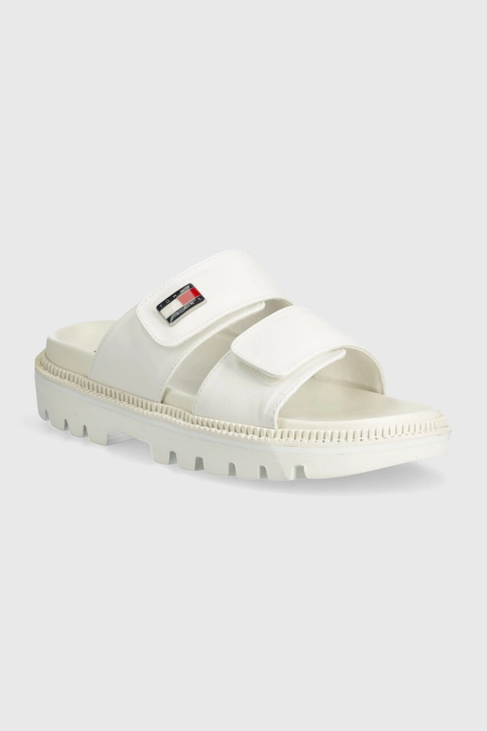 Šľapky Tommy Jeans TJW PUFFED SANDAL imitácia kože béžová EN0EN02560