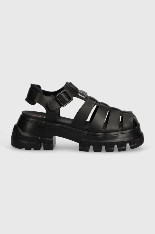 Tommy Jeans sandale de piele TJW FISHERMAN SANDAL EN0EN02542 negru SS24