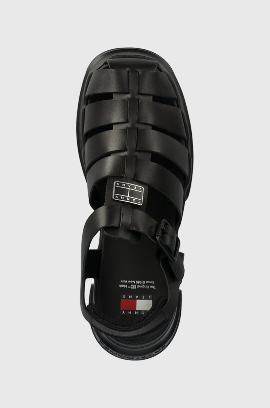 Tommy Jeans sandale de piele TJW FISHERMAN SANDAL negru EN0EN02542