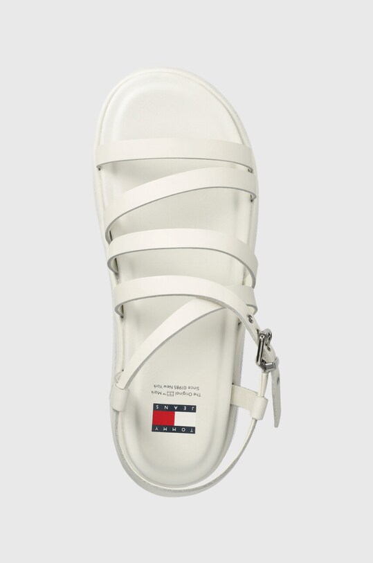 Tommy Jeans sandale de piele TJW STRAPPY WEDGE SANDAL alb EN0EN02516