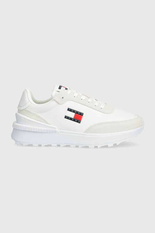 Tommy Jeans sneakers TJW TECH RUNNER ESS piele întoarsă alb EN0EN02511