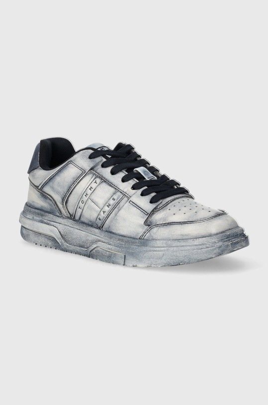 Tommy Jeans sneakers din piele THE BROOKLYN DIP DYED plată albastru EN0EN02477