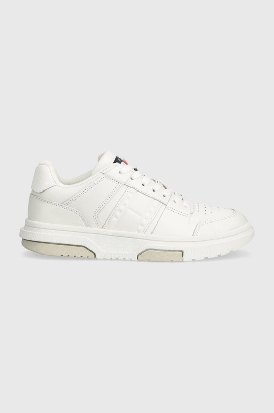 Tommy Jeans sneakers din piele THE BROOKLYN LEATHER plată alb EN0EN02475