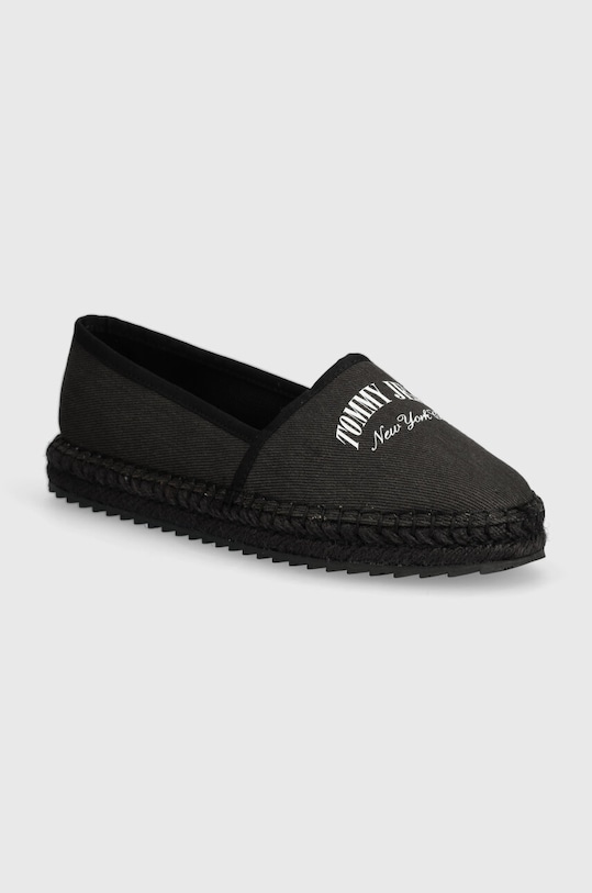 Espadrilky Tommy Jeans TJW VARSITY ESPADRILLE textilný čierna EN0EN02470
