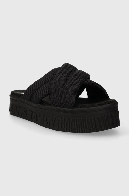 Tommy Jeans papuci TJW LETTERING FLATFORM SANDAL EN0EN02465 negru SS24