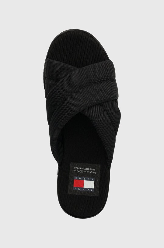 Šľapky Tommy Jeans TJW LETTERING FLATFORM SANDAL čierna EN0EN02465