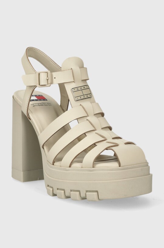Tommy Jeans sandale de piele TJW HEEL FISHERMAN SANDAL EN0EN02458 bej SS24