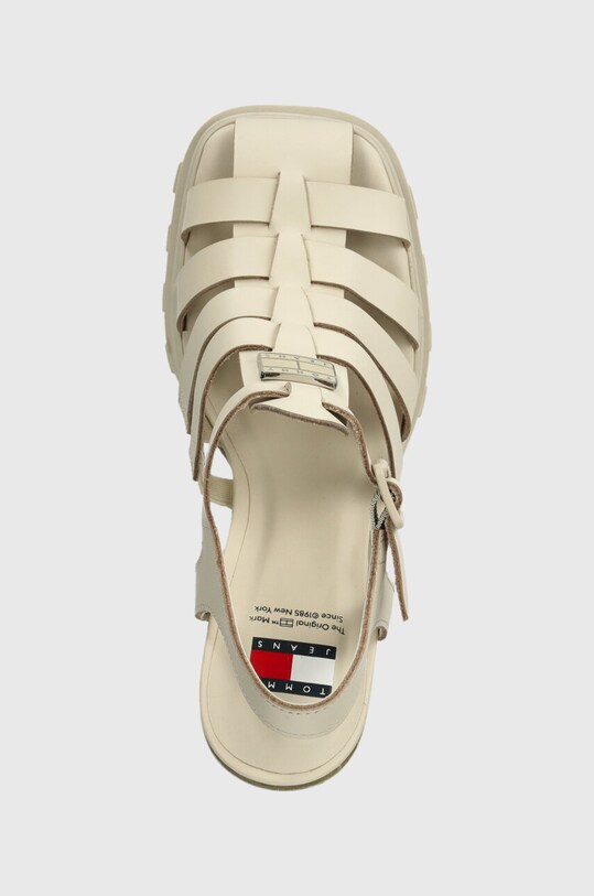 Tommy Jeans sandale de piele TJW HEEL FISHERMAN SANDAL bej EN0EN02458