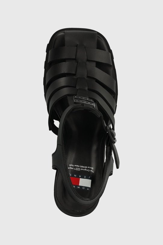 Kožené sandále Tommy Jeans TJW HEEL FISHERMAN SANDAL čierna EN0EN02458