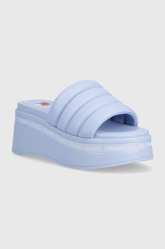 Tommy Jeans klapki TJW WEDGE SANDAL imitacja skóry licowej niebieski EN0EN02455