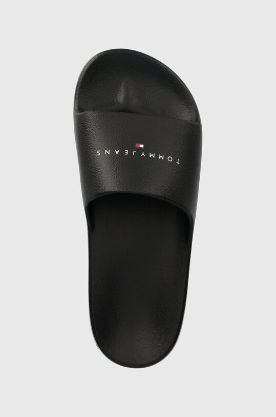 Šľapky Tommy Jeans TJW PRINTED PU POOL SLIDE čierna EN0EN02693