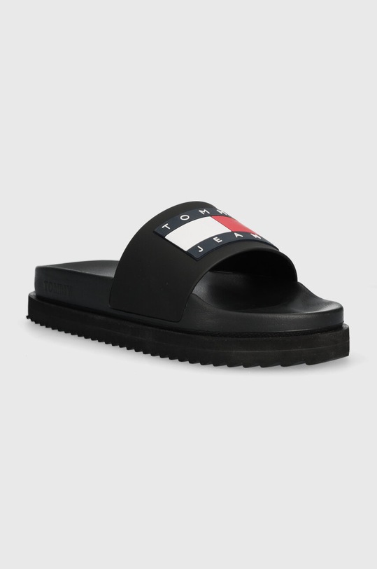 Tommy Jeans papuci TJW ELEVATED FLATFORM SLIDE EN0EN02451 negru SS24