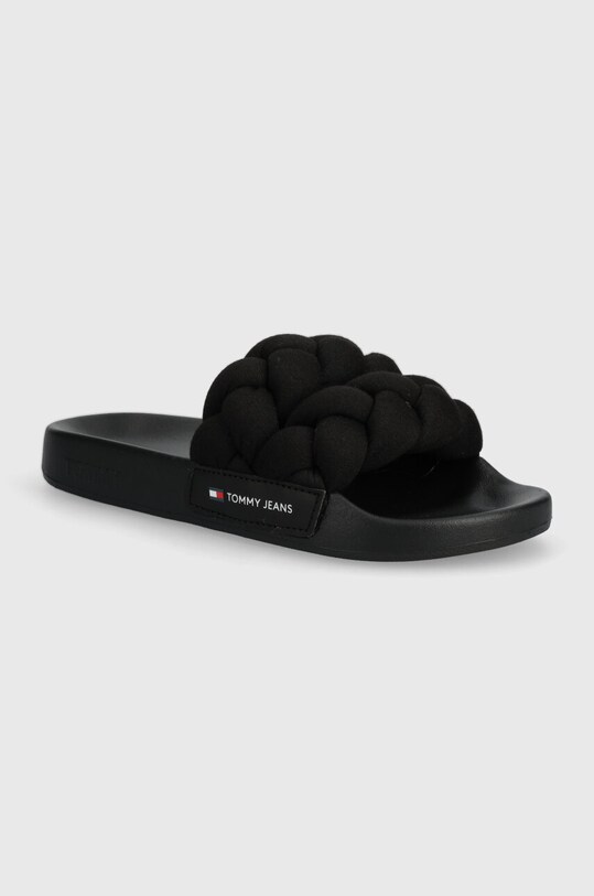 Šľapky Tommy Jeans TJW BRAIDED SLIDE textilný čierna EN0EN02450