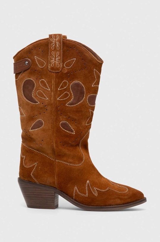 Pepe Jeans cizme de cowboy din piele intoarsa PLS50512 5-8 cm maro PLS50512