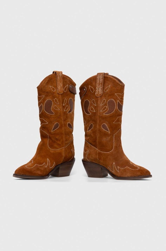 Pepe Jeans cizme de cowboy din piele intoarsa PLS50512 PLS50512 maro SS24