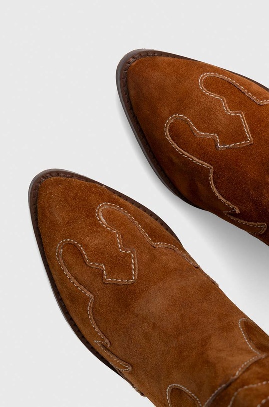 Pepe Jeans cizme de cowboy din piele intoarsa PLS50512 maro PLS50512