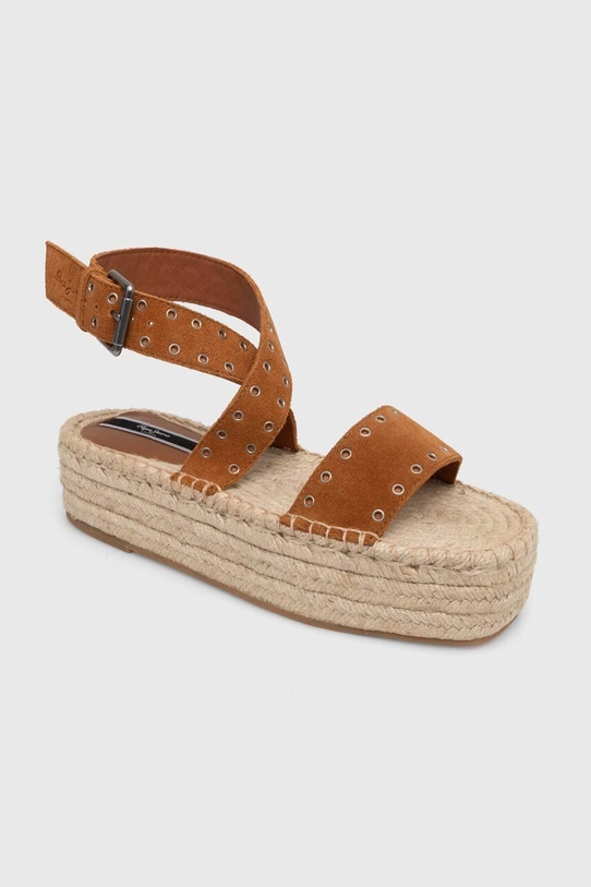 Pepe Jeans sandale din piele intoarsa PLS90657 PLS90657 maro SS24