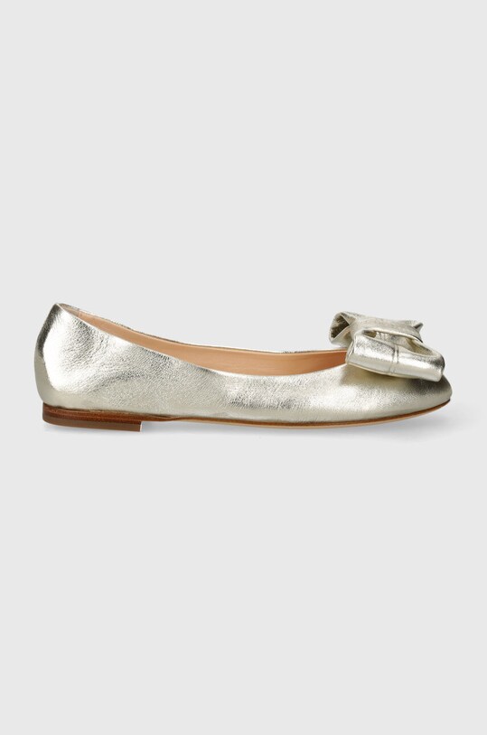 AGL bőr balerina cipő Milly Ribbon D544029PCFOILE0244 arany SS24