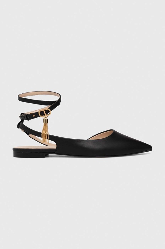 Twinset baleriny odkryta pięta czarny 241TCP190.00006