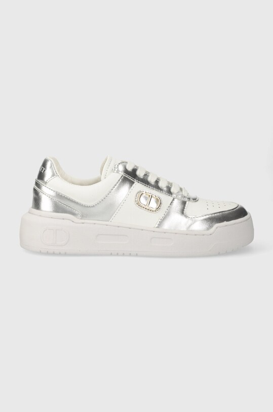 Twinset sneakers in pelle flat argento 241TCP030.10721