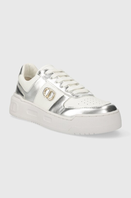 Twinset sneakers in pelle 241TCP030.10721 argento SS24