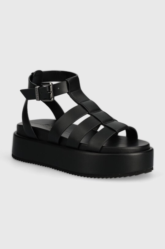 Buffalo sandale Noa Greek Sandal imitatie de piele negru 1602209.BLK