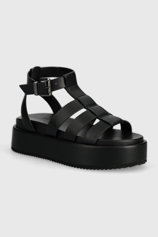 Buffalo sandały Noa Greek Sandal imitacja skóry licowej czarny 1602209.BLK