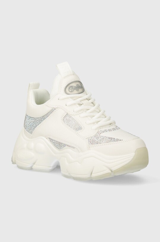 Buffalo sneakers Binary Athena Glam finta pelle fiore bianco 1636089.WHT