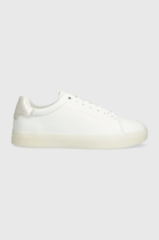 Kožené tenisky Calvin Klein CUPSOLE LACE UP PEARL Planet friendly biela HW0HW01897