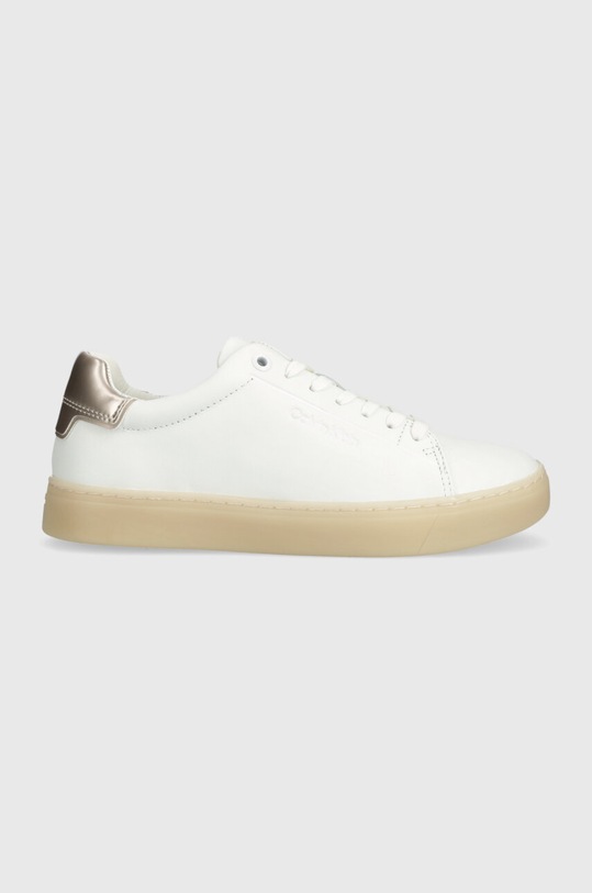Calvin Klein sneakersy skórzane CUPSOLE LACE UP PEARL Planet friendly biały HW0HW01897