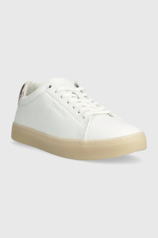 Calvin Klein sneakersy skórzane CUPSOLE LACE UP PEARL HW0HW01897 biały SS24
