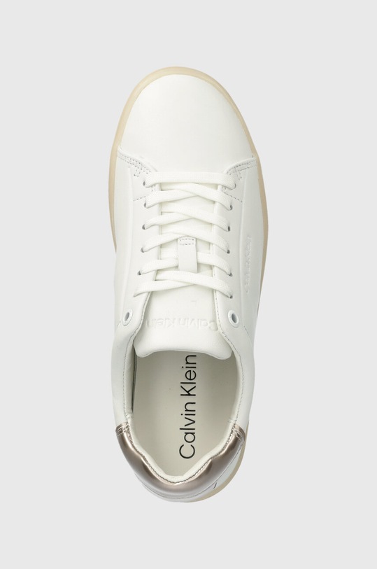 Kožené tenisky Calvin Klein CUPSOLE LACE UP PEARL bílá HW0HW01897