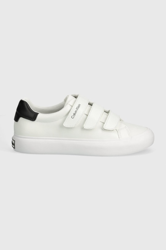 Δερμάτινα αθλητικά παπούτσια Calvin Klein VULCANIZED SLIP ON VELCRO LTH HW0HW01909 λευκό SS24