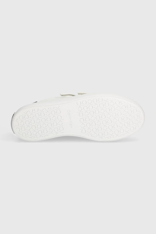 Kožené sneakers boty Calvin Klein VULCANIZED SLIP ON VELCRO LTH HW0HW01909 bílá