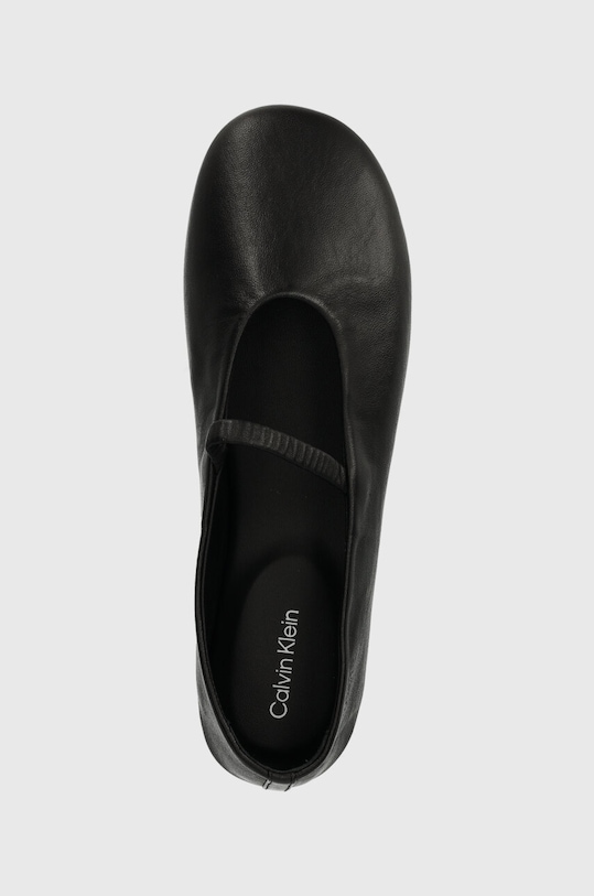 Kožené baleríny Calvin Klein BALLERINA W/STRAP LTH černá HW0HW01920