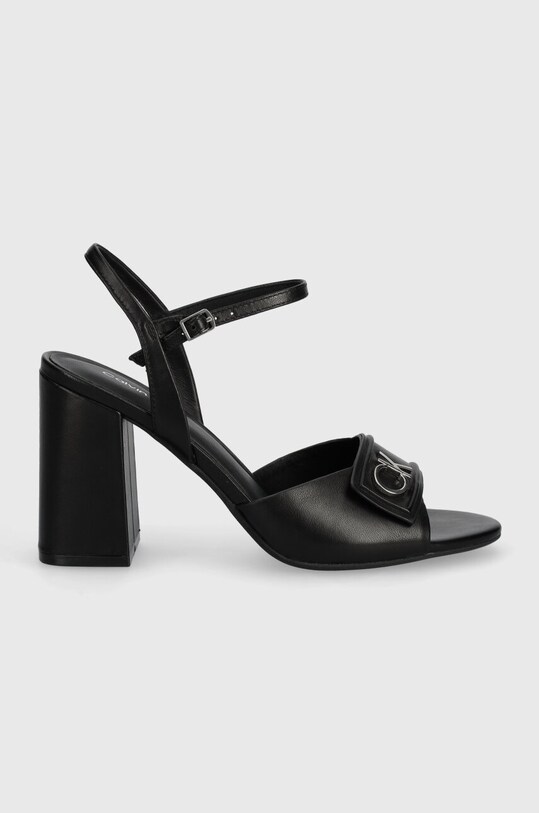 Calvin Klein sandale de piele HEEL SANDAL 85 RELOCK LTH HW0HW01937 negru SS24