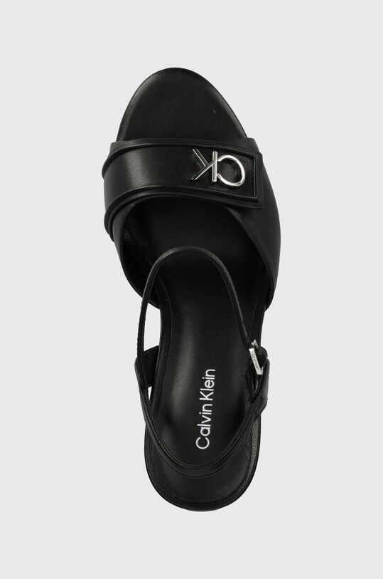 Calvin Klein sandale de piele HEEL SANDAL 85 RELOCK LTH negru HW0HW01937