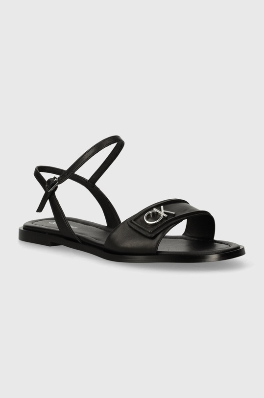 Кожаные сандалии Calvin Klein FLAT SANDAL RELOCK LTH венский чёрный HW0HW01942