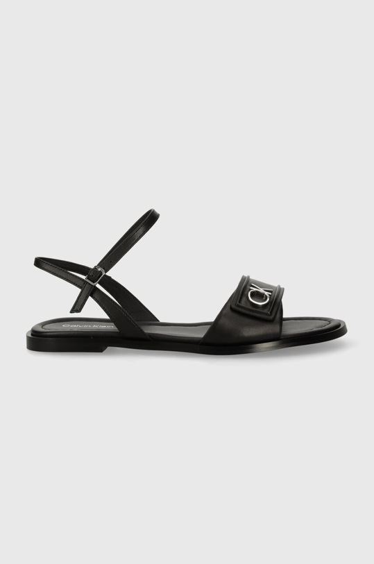 Кожаные сандалии Calvin Klein FLAT SANDAL RELOCK LTH HW0HW01942 чёрный SS24