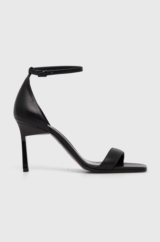 Calvin Klein sandały skórzane HEEL SANDAL 90 LTH pozostałe czarny HW0HW01944